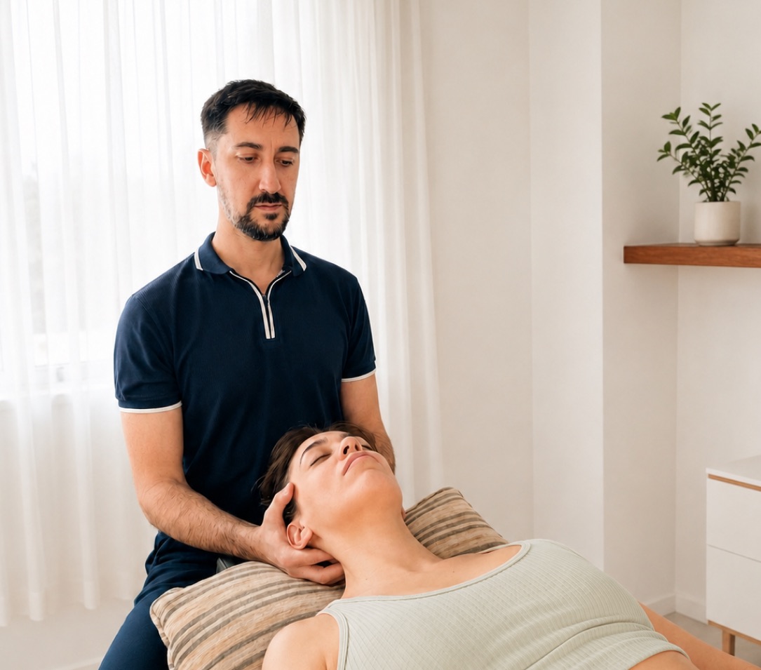 Sesión de tratamiento osteopático en el consultorio